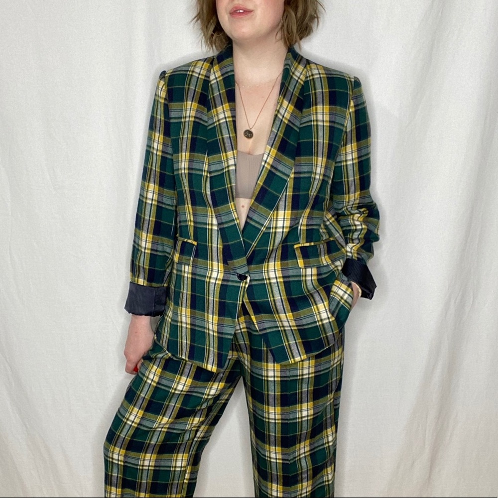 Lucca for Wildfang Unisex Green Plaid Bazer